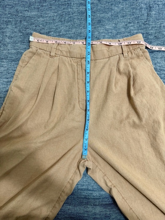 Abercrombie & Fitch Brown Tan Pleated Wide Leg Trousers Size XS Short - Picture 6 of 7